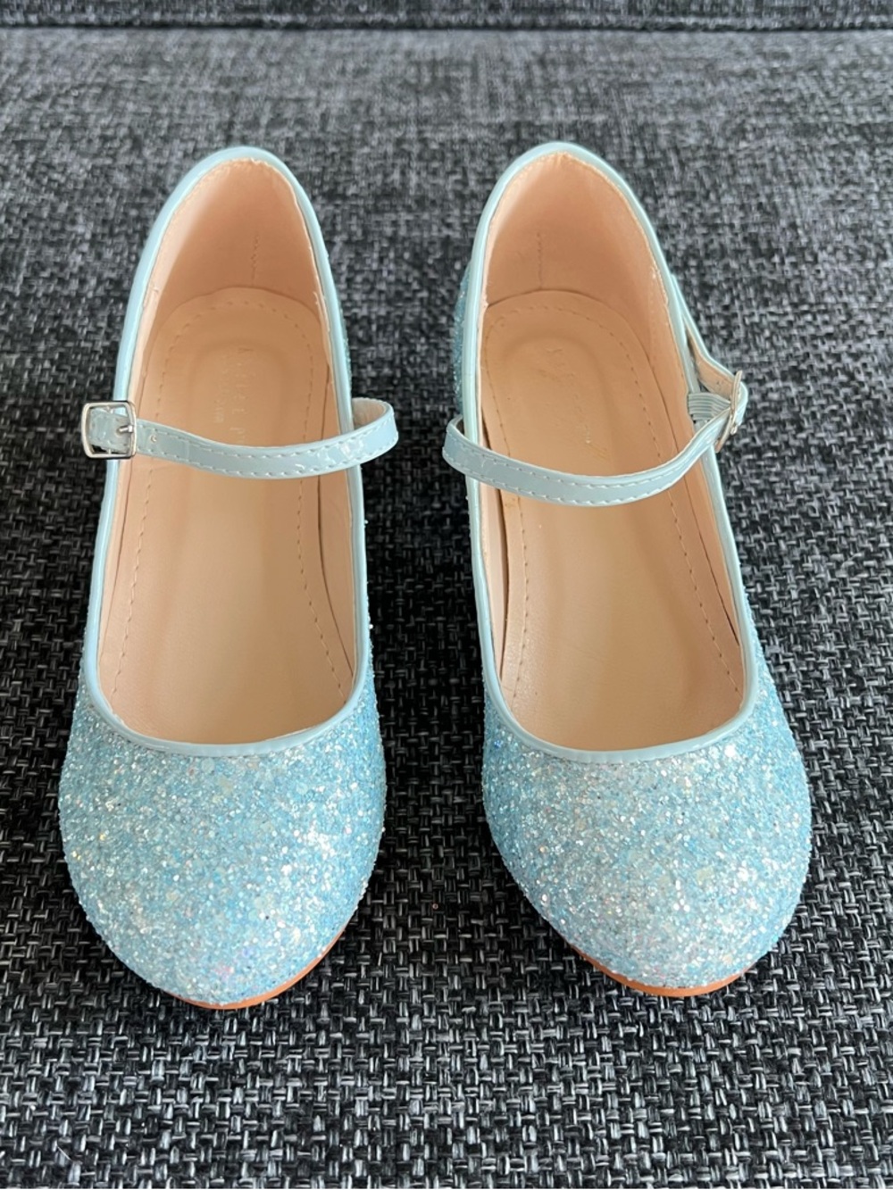 NWT Kailee Light Blue Rock Glitter Mary Jane Heels Size 1 - Picture 2 of 9